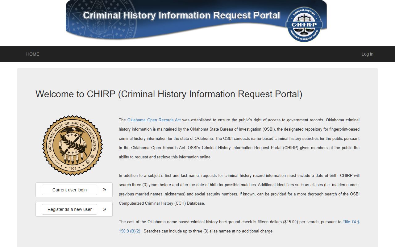 Love County criminal court records OSBI criminal history request portal