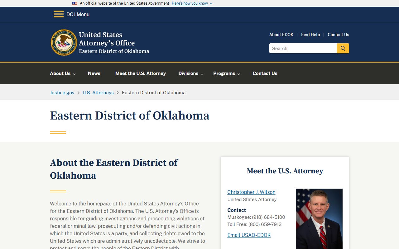 Love County criminal court records U.S. Attorney Eastern District of Oklahoma