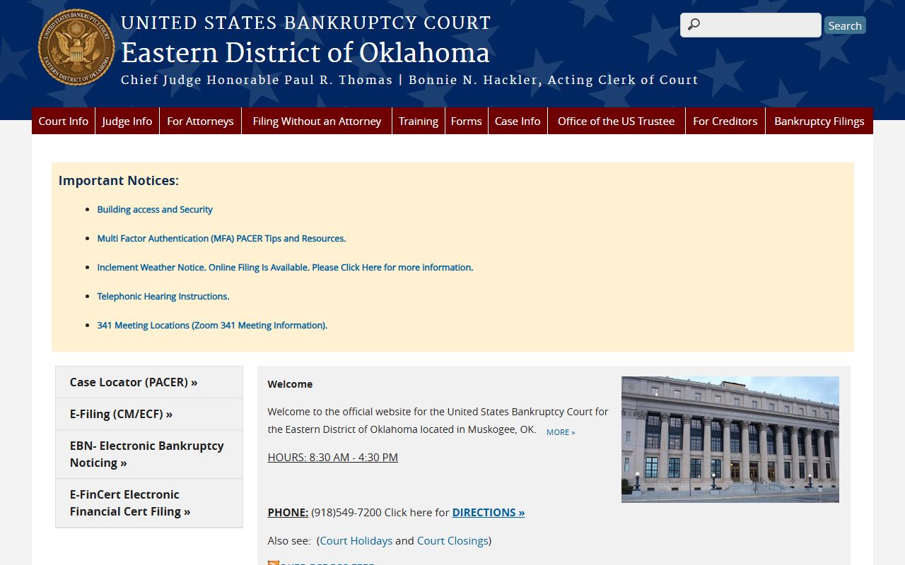 U.S. Bankruptcy Court for the Eastern District of Oklahoma, a federal contrast to Love County probate records