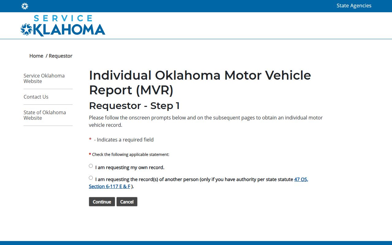 Service Oklahoma motor vehicle report request used alongside Love County traffic court records